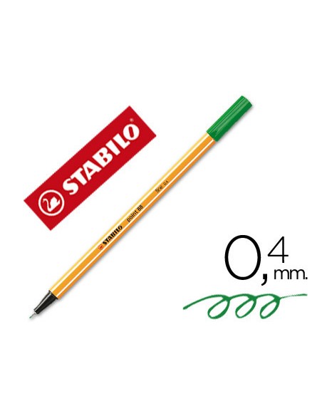 Rotulador stabilo punta de fib ra point 88 verde hoja punta fina 04mm