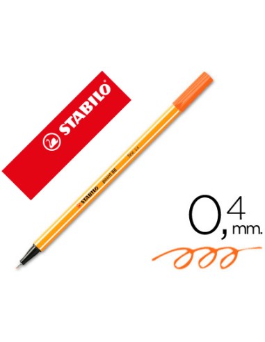 Rotulador stabilo punta de fib ra point 88 naranja punta fina 04mm