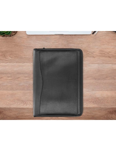 Carpeta portafolios q connect cremallera 4 anillas 20 mm concalculadora con bolsa para movil color negro 260x355 mm