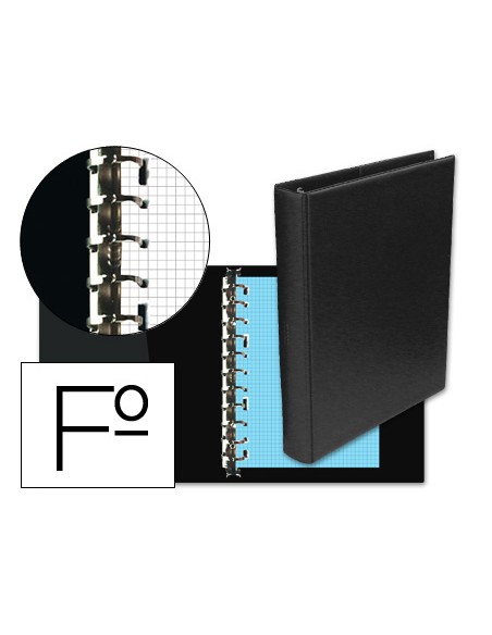 Carpeta multifin alfa 3005 g 16 anillas 40 mm plastico folio negro