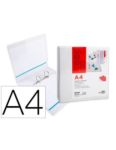 Carpeta canguro 2 anillas mixtas 55mm liderpapel a4 plastico blanca