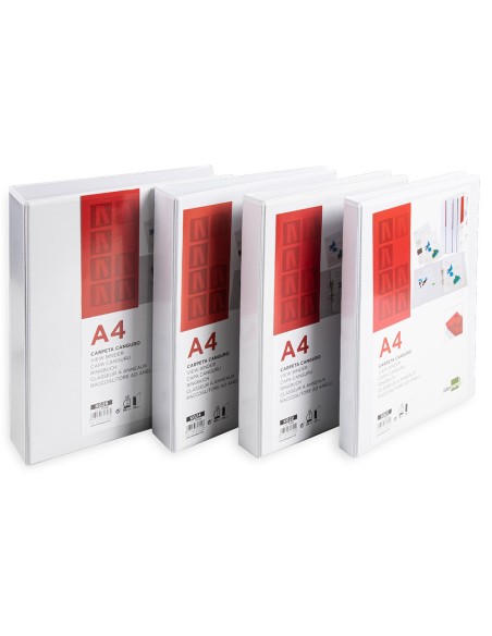 Carpeta canguro 2 anillas mixtas 40mm liderpapel a4 plastico blanca