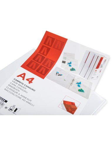 Carpeta canguro 2 anillas mixtas 40mm liderpapel a4 plastico blanca