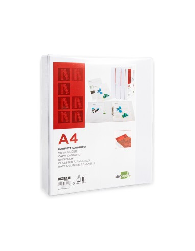 Carpeta canguro 2 anillas mixtas 40mm liderpapel a4 plastico blanca