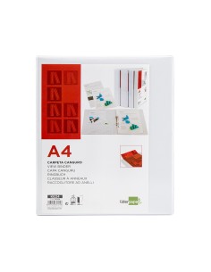 Carpeta canguro 2 anillas mixtas 40mm liderpapel a4 plastico blanca