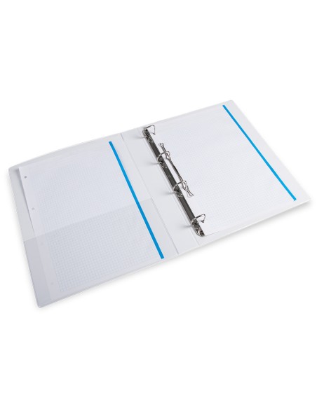 Carpeta canguro 4 anillas mixtas 25mm liderpapel a4 plastico blanca