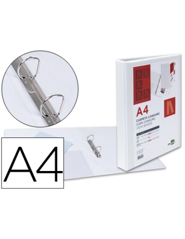 Carpeta canguro 2 anillas mixtas 25mm liderpapel a4 plastico blanca