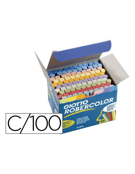 Tiza color antipolvo robercolor caja de 100 unidades colores surtidos