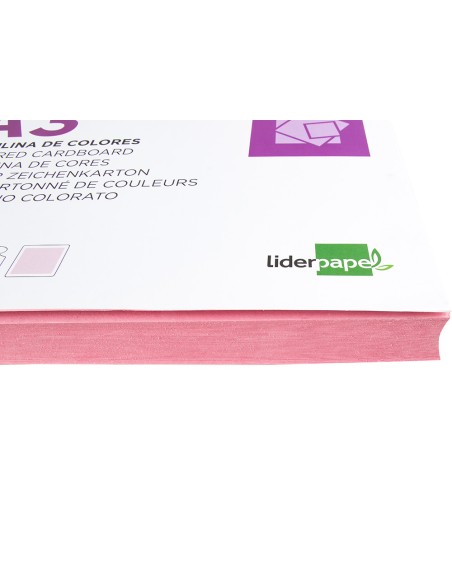 Cartulina liderpapel a3 180g m2 rosa paquete de 100 hojas