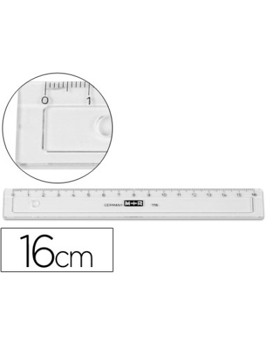 Regla mr 16 cm plastico transparente con bisel