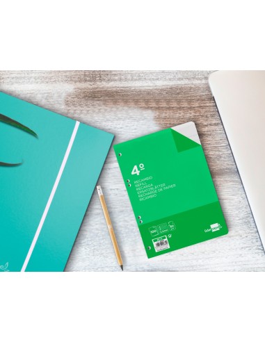 Recambio liderpapel cuarto 100 hojas 60g m2 pauta 5ª 25mm con margen 6 taladros