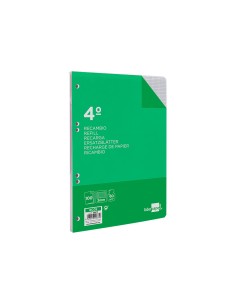 Recambio liderpapel cuarto 100 hojas 60g m2 cuadro 3mm con margen 6 taladros