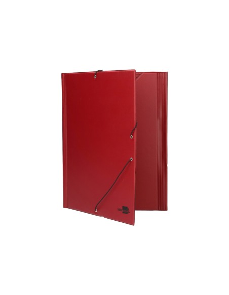 Carpeta liderpapel gomas folio solapas plastico burdeos