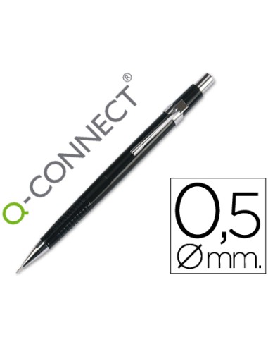 Portaminas q connect 05 mm con tres minas cuerpo negro clip metalico