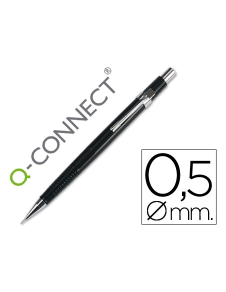 Portaminas q connect 05 mm con tres minas cuerpo negro clip metalico Portaminas q connect 05 mm con tres minas cuerpo negro clip metalico