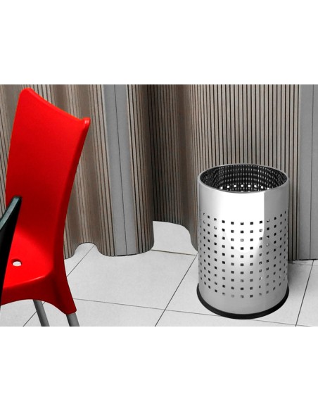 Papelera metalica q connect perforada cromada 250x325 mm