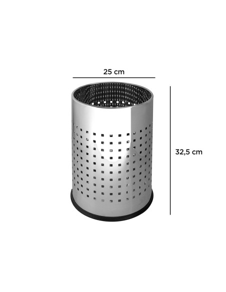 Papelera metalica q connect perforada cromada 250x325 mm