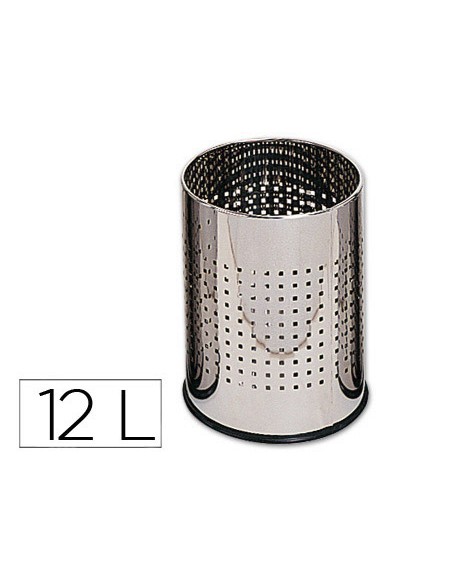 Papelera metalica q connect perforada cromada 250x325 mm