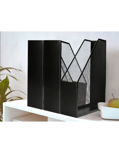 Revistero metalico q connect rejilla negro 79x289x250 mm