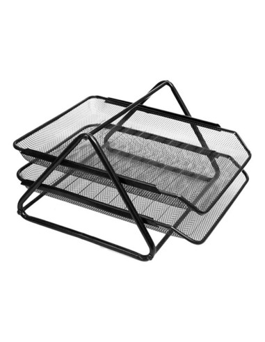 Bandeja sobremesa metalica q connect rejilla gxa100 negra2 bandejas movibles 300x185x350 mm