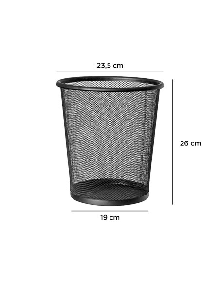 Papelera metalica q connect rejilla negra 190x260x235 mm