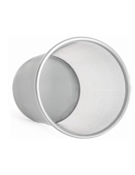 Papelera metalica q connect rejilla gris 190x260x235 mm