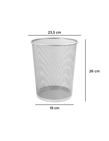 Papelera metalica q connect rejilla gris 190x260x235 mm