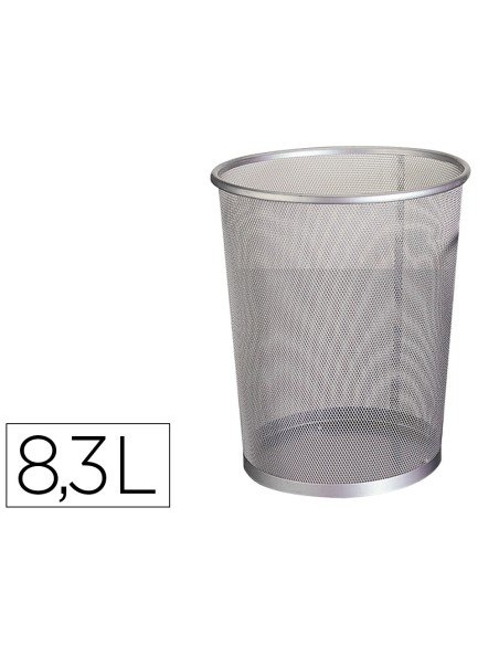 Papelera metalica q connect rejilla gris 190x260x235 mm