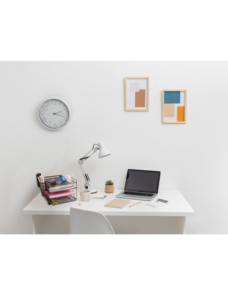 Organizador sobremesa bandeja metalica q connect rejilla negra con 4 departamentos 320x35x155 mm