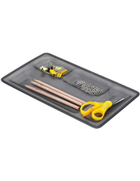 Organizador sobremesa bandeja metalica q connect rejilla negra con 4 departamentos 320x35x155 mm