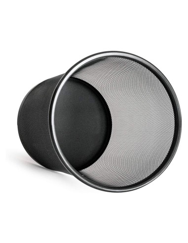 Papelera metalica q connect negra rejilla 295x345mm