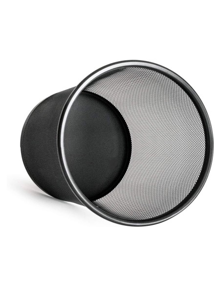 Papelera metalica q connect negra rejilla 295x345mm