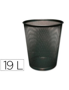 Papelera metalica q connect negra rejilla 295x345mm