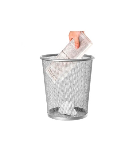 Papelera metalica q connect gris rejilla 295x345mm