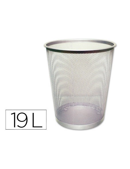 Papelera metalica q connect gris rejilla 295x345mm