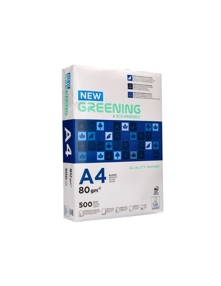 Papel fotocopiadora greening din a4 80 gramos paquete de 500 hojas