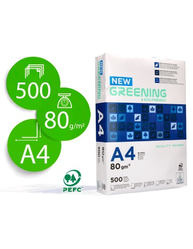 Papel fotocopiadora greening din a4 80 gramos paquete de 500 hojas