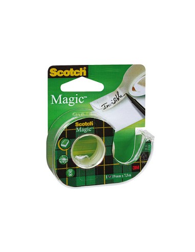 Cinta adhesiva scotch magic invisible 75 mt x 19 mm en portarrollo