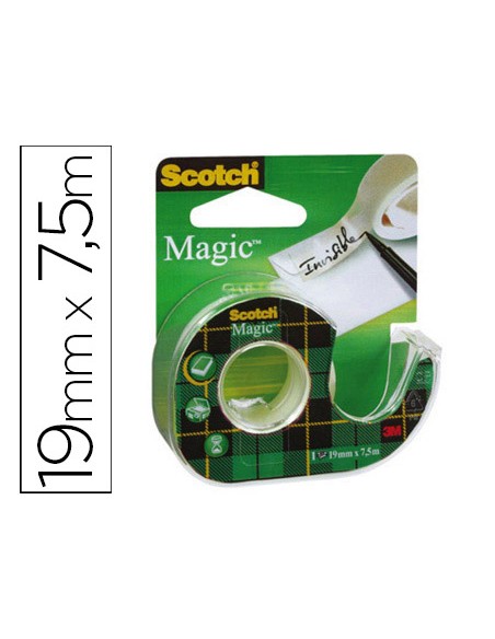 Cinta adhesiva scotch magic invisible 75 mt x 19 mm en portarrollo