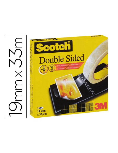 Cinta adhesiva scotch dos caras 33 mt x 19 mm