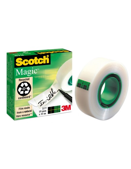 Cinta adhesiva scotch magic invisible 33 mt x 19 mm pack de 6 unidades