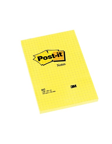 Bloc de notas adhesivas quita y pon post it 102x152 mm cuadriculado 662