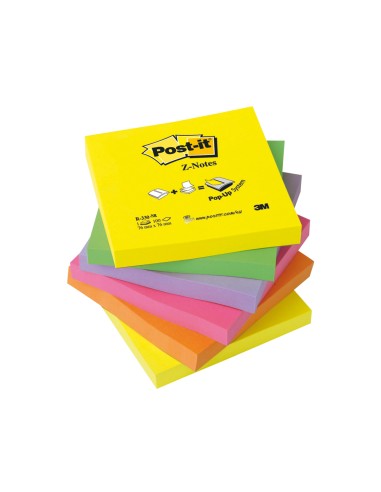 Bloc de notas adhesivas quita y pon post it 76x76 mm z notesultra intenso pack de 6 blocs surtido