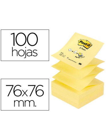 Bloc de notas adhesivas quita y pon post it 76x76 mm z notes