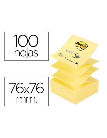 Bloc de notas adhesivas quita y pon post it 76x76 mm z notes