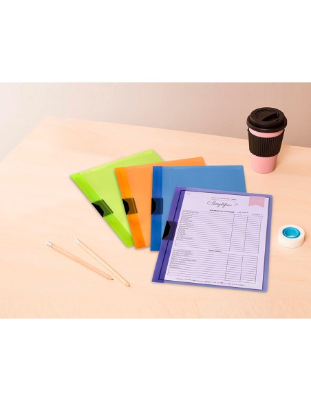 Carpeta liderpapel dossier pinza lateral 45302 polipropileno din a4 azul 30 hojas pinza deslizante