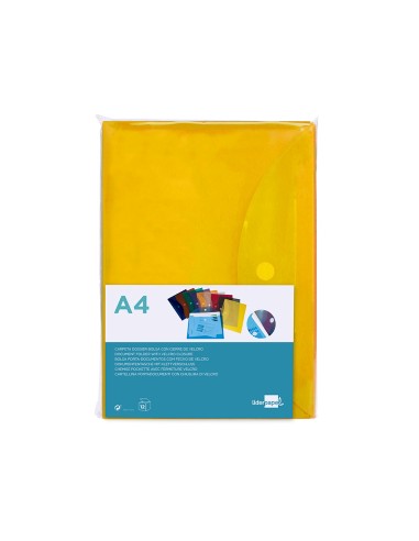 Carpeta liderpapel dossier a4 cierre de velcro amarilla