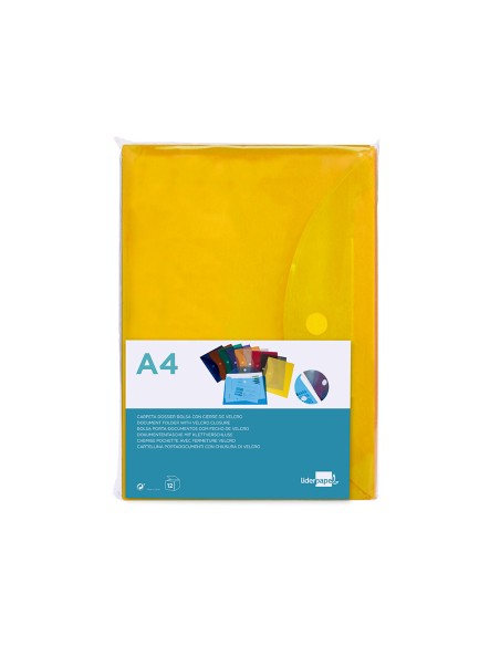 Carpeta liderpapel dossier a4 cierre de velcro amarilla