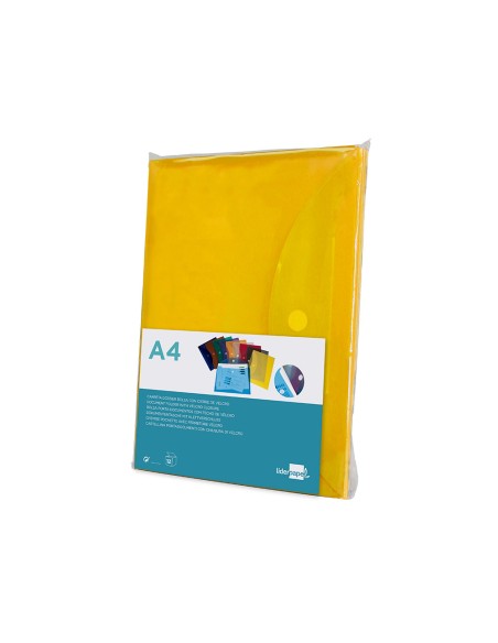 Carpeta liderpapel dossier a4 cierre de velcro amarilla