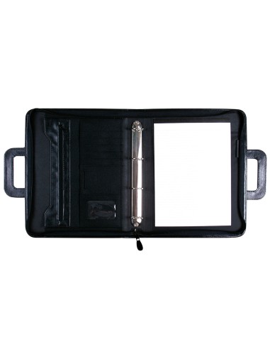 Cartera portadocumentos 35 921 negra 360x285 mm con asa 4 anillas 40 mm cremallera con departamentos interiores